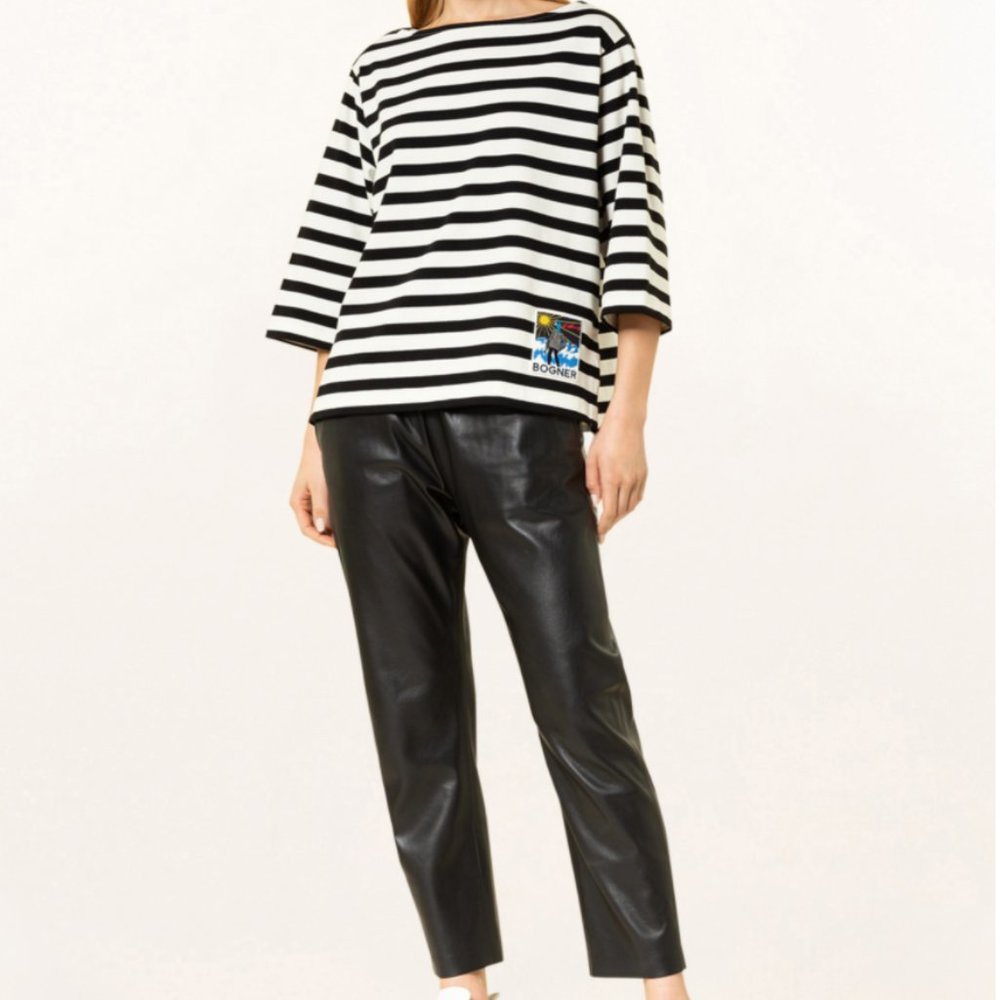 NWT: BOGNER | Stana 3/4-Arm Black and White 100% Cotton Shirt